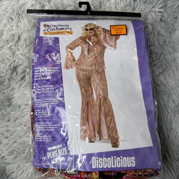 California Costumes Discolicious Plus Size Hippie Costume Disco 70s Costume 3X - Picture 2 of 8